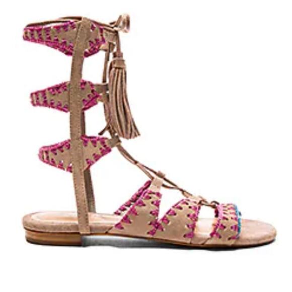 Schutz willow lace up sandal in neutral and pink - Picture 1 of 8